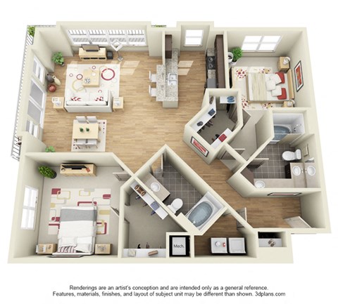 a conceptual drawing of a floor plan with a bedroom and living room